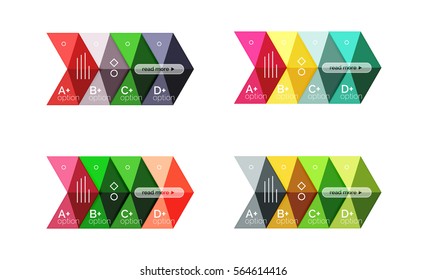 Vector arrow option infographic templates set. Backgrounds for workflow layout, diagram, number options or web design
