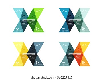 Vector arrow option infographic templates set. Backgrounds for workflow layout, diagram, number options or web design