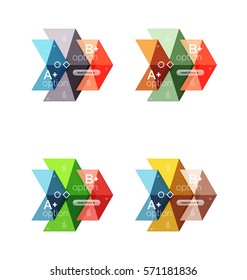Vector arrow option infographic templates set. Backgrounds for workflow layout, diagram, number options or web design