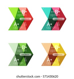 Vector arrow option infographic templates set. Backgrounds for workflow layout, diagram, number options or web design