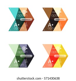 Selección de plantillas de infografía con opción de flecha vectora. Fondos para diseño de flujo de trabajo, diagrama, opciones de número o diseño web