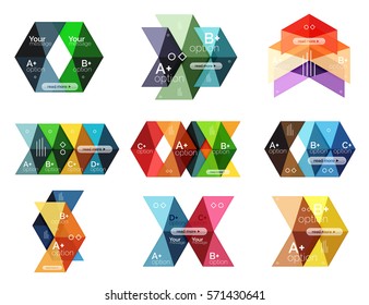Vector arrow option infographic templates set. Backgrounds for workflow layout, diagram, number options or web design