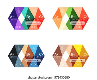 Vector arrow option infographic templates set. Backgrounds for workflow layout, diagram, number options or web design