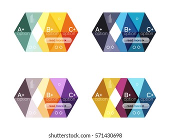 Vector arrow option infographic templates set. Backgrounds for workflow layout, diagram, number options or web design