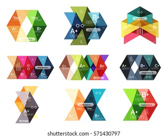 Selección de plantillas de infografía con opción de flecha vectora. Fondos para diseño de flujo de trabajo, diagrama, opciones de número o diseño web