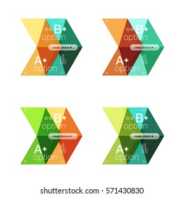 Conjunto de modelos de infográfico de opção de seta de vetor. Planos de fundo para layout de fluxo de trabalho, diagrama, opções de número ou design da Web