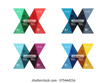 Vector arrow option infographic templates set. Backgrounds for workflow layout, diagram, number options or web design