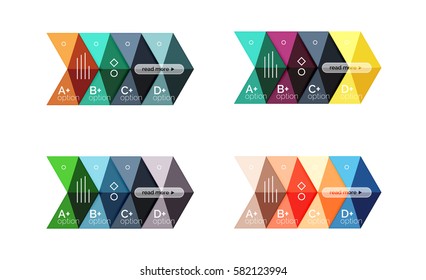 Vector arrow option infographic templates set. Backgrounds for workflow layout, diagram, number options or web design