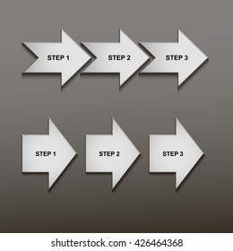 Vector arrow pointers.The sequence of actions, the progress of the work steps. Vector infographics