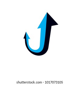 Vector arrow pointing upwards. Business development logo isolated on  white background. Company increasing  concept.