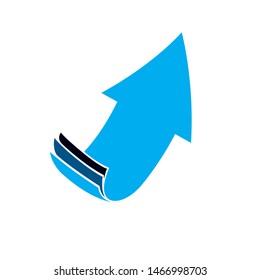 Vector arrow pointing upwards. Business success conceptual logo isolated on  white background. Company development trend.