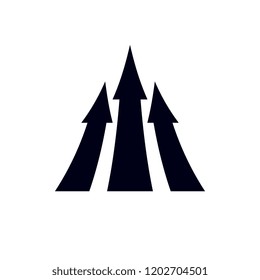 Vector arrow pointing upwards. Company increasing  concept. Corporate abstract logo isolated on  white background.