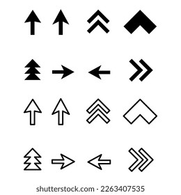 vector arrow set. Arrows of different shapes and thicknesses on white background..eps