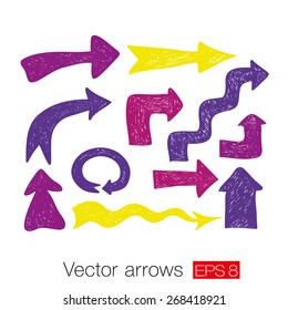 Vector arrow set with bright colors on a white background. Vector illustration
