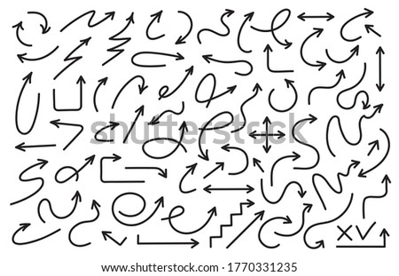 Vector arrow set hnad draw style isolated on background for infographic, pictogram. Arrow up logo. 10 eps