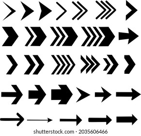 Vector arrow  set icon illustration. Collection of different arrows. Set of arrow sign or symbol in black color. Arrow icon, vector collection. Arrow. Cursor. Modern simple arrows. 