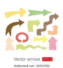 Vector arrow set. Vector illustration with warm pastel colors