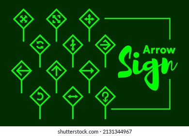 Vector arrow sign collection objects with multiple direction for road, mall or parks.