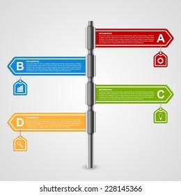 Vector arrow signpost business options infographics design template.