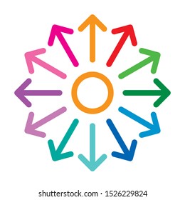 vector arrow signs. 360 degree colorful arrow signs.