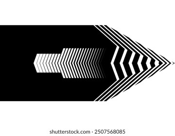 Vector raya de flecha negro sobre un fondo blanco. Moderno patrón de rayas de velocidad sobre fondo blanco. Fondo de Vector de líneas. Puntero, navegación. Elemento de diseño para juegos.