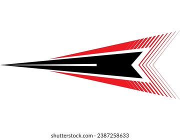 Vector arrow. Striped sports pattern. Design element, pointer. Modern vector background
