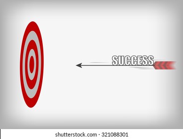 Vector : Arrow with success and archery target on gray background