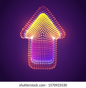 vector up arrow symbol made of glowing colorful dots
