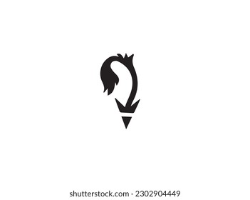 Vector Arrow Symbols and Shapes. Three animal arrow. Symbols of arrows shaped like lion tail   Black.  Vector  Art with Arrow and Lion Tail for Your Design.