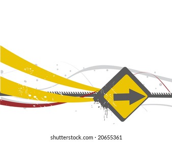 A Vector - arrow tag with grunge wave line background