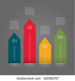 Vector arrow template. Four arrows in different colors with place for your content. Four choices or steps. Modern template for your presentation.