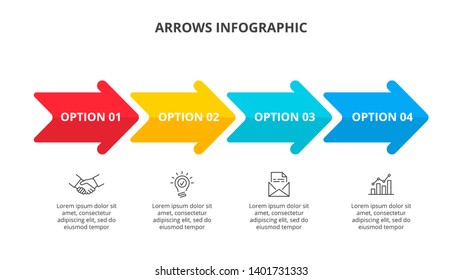 Vector arrow timeline infographic. Abstract elements for business presentation with 4 steps.