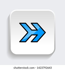 Vector Arrow web icon symbol with trendy flat style icon for web site design, logo, app, UI. Blue color isolated on white background