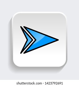 Vector Arrow web icon symbol with trendy flat style icon for web site design, logo, app, UI. Blue color isolated on white background
