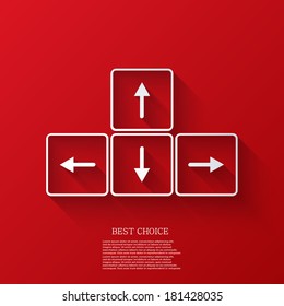 vector arrows buttons keyboard on red background