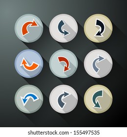 Vector Arrows in Circles Set on Dark Background