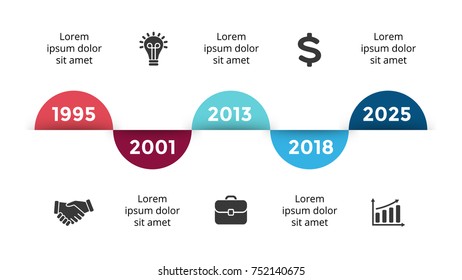 Vector arrows circles timeline infographic, diagram chart, graph presentation. Business infographics progress concept with 5 options, parts, steps, processes.
