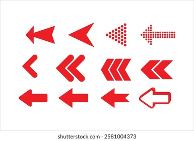 vector arrows collection. Arrow. Cursor. Arrow vector icon. Modern simple arrows. Collection different Arrows on flat style for web design or interface. Direction symbols - red vector illustration 