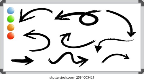 Vector arrows with colorful circles on white background