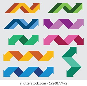 Vector arrows curved at right angles