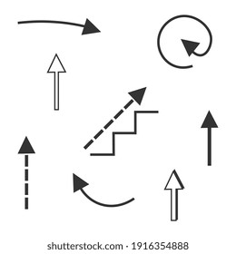 Vektorpfeile verschiedener Typen, Symbole. Für Business Design. Zeiger. Einziger Hintergrund.