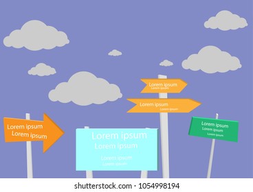 Vector arrows, direction, pointers, movement, multi-colored illustration. Abstract vector illustration.