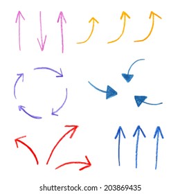 vector arrows drawn with colored pencils
