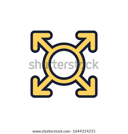 Vector arrows in four directions filled outline icon isolated on white background