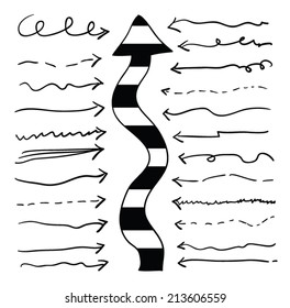Vector arrows hand drawn, vector illustration.