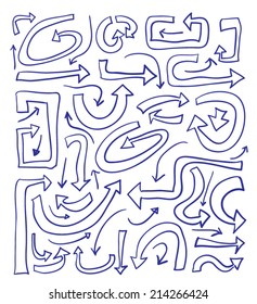 Vector arrows hand drawn, vector illustration.