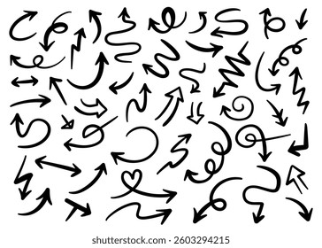 vector arrows hand drawn sketch doodle style isolated
