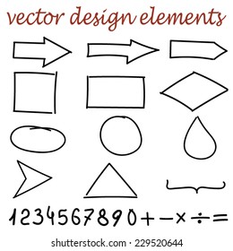 Vector arrows. Hand-drawn isolated sketchy arrows - vector illustration for advertising and business presentations. 