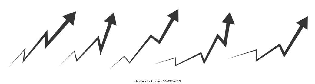 Vector up arrows. Vector illustration. Concept success. Set of rising arrows on white background.