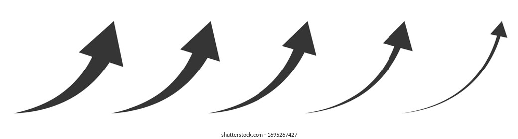 Vector up arrows. Vector illustration. Concept success. Set of rising arrows on white background.